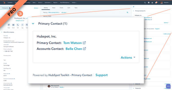 Primary Contact HubSpot Integration – Pro